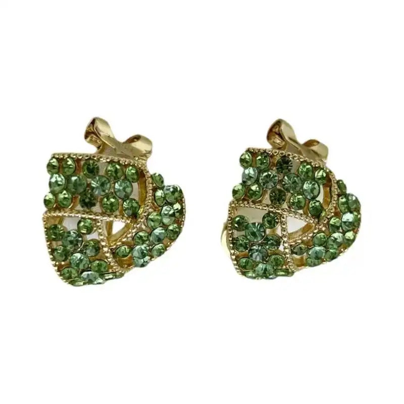 Green Crystal Triangle Hoop Earrings