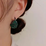 Green Crystal Vintage Hoop Earrings