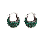 Green Crystal Vintage Hoop Earrings