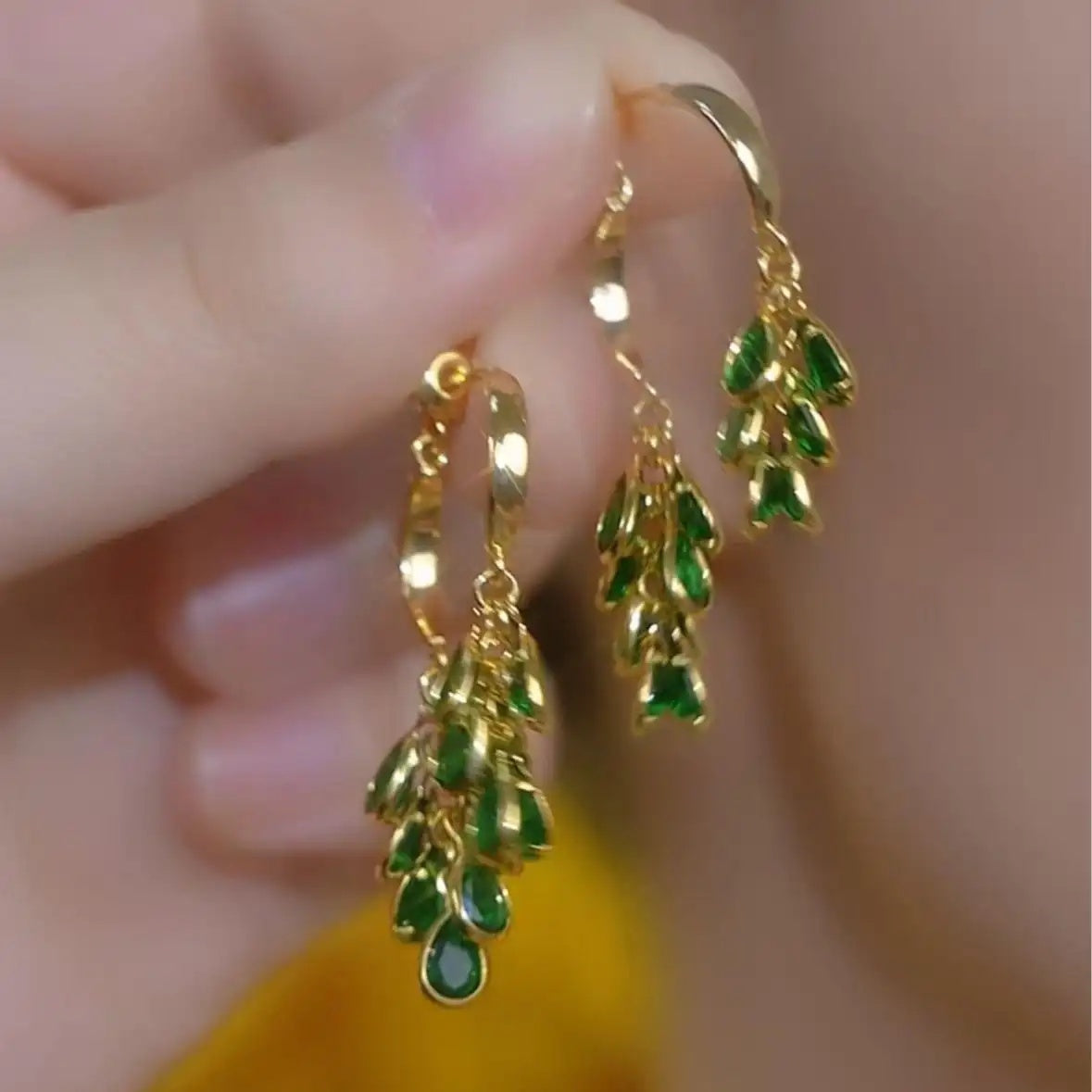 Green Double-Wear Hoop Earrings