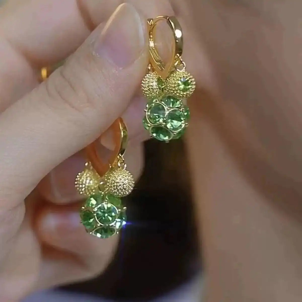 Green Durian Crystal Fruit Hoop Earrings