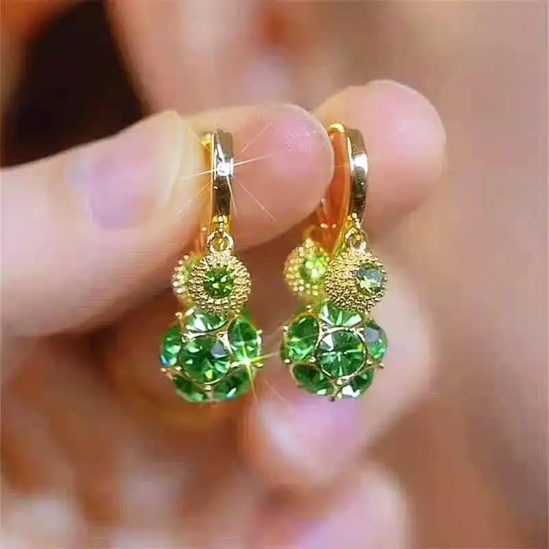 Green Durian Crystal Fruit Hoop Earrings