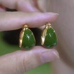 Green Enamel Teardrop Hoop Earrings