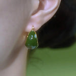 Green Enamel Teardrop Hoop Earrings