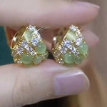 Green Flower Basket Earrings