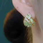 Green Flower Basket Earrings