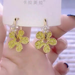 Green Flower Clip-On Earrings