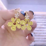 Green Flower Clip-On Earrings