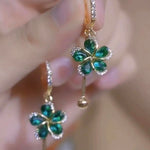 Green Flower Crystal Stud Earrings