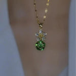 Green Flower Pendant Necklace