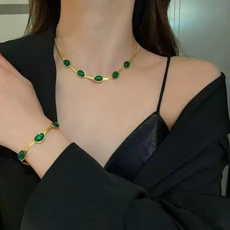 Green Geometric Necklace
