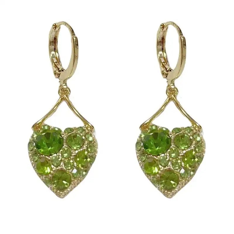 Green Heart Drop Earrings