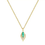 Green Leaf Crystal Necklace