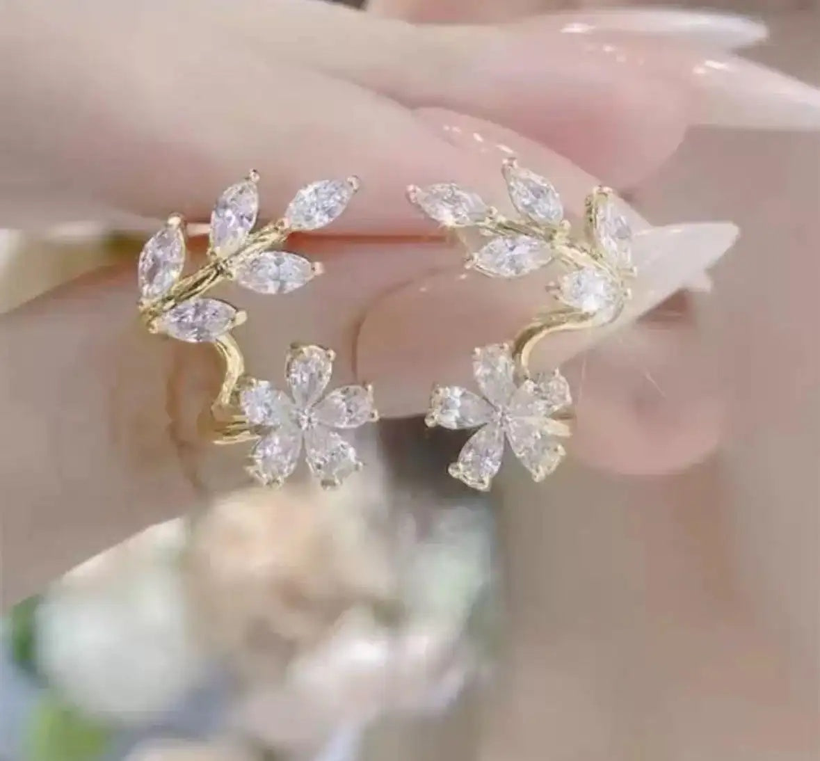 Green Leaf Stud Earrings