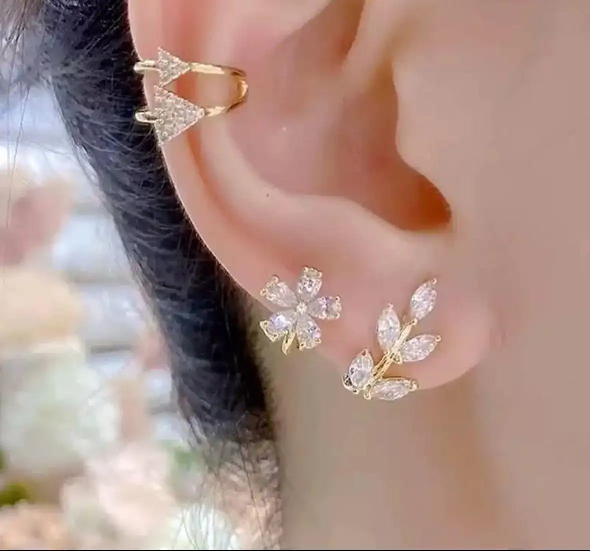 Green Leaf Stud Earrings