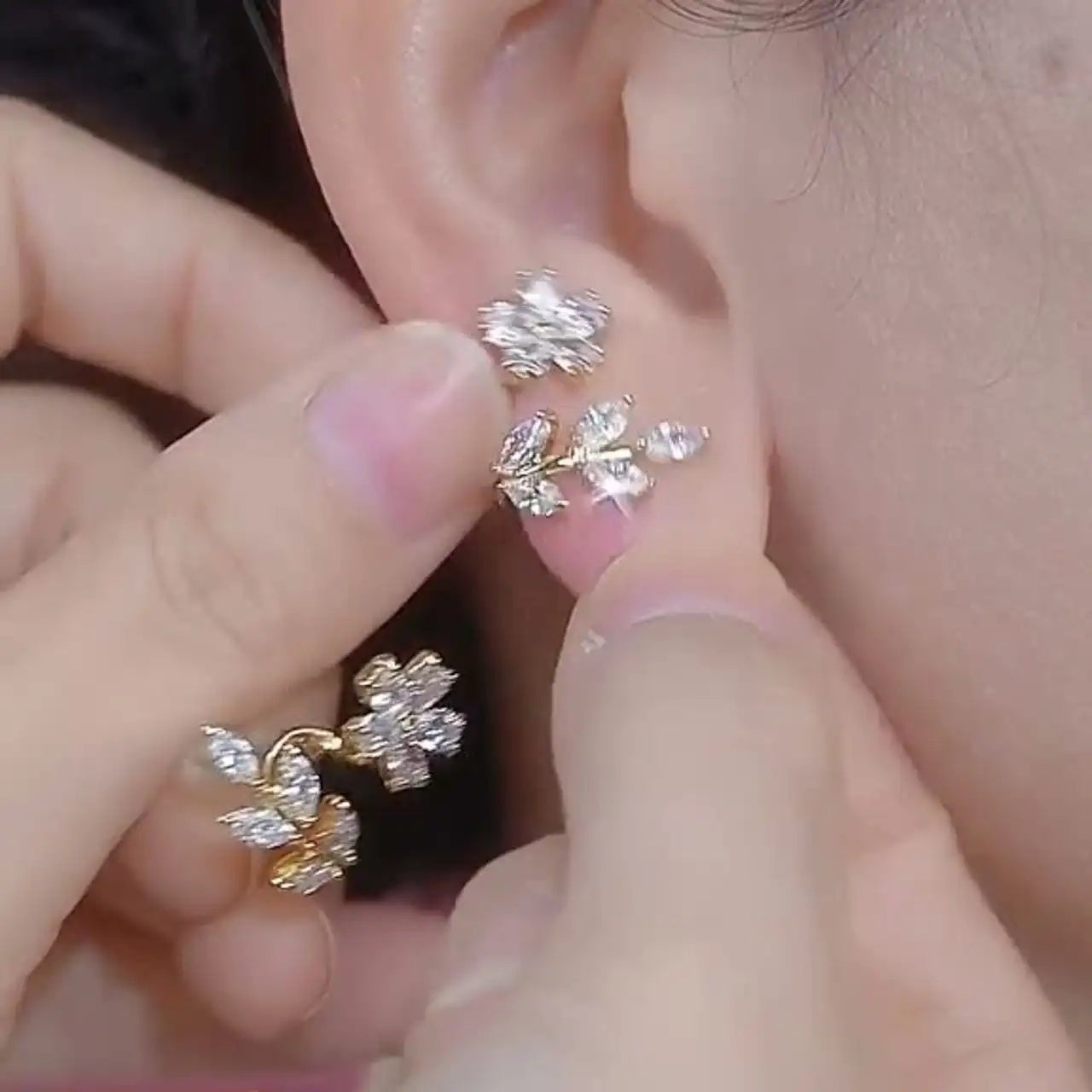 Green Leaf Stud Earrings