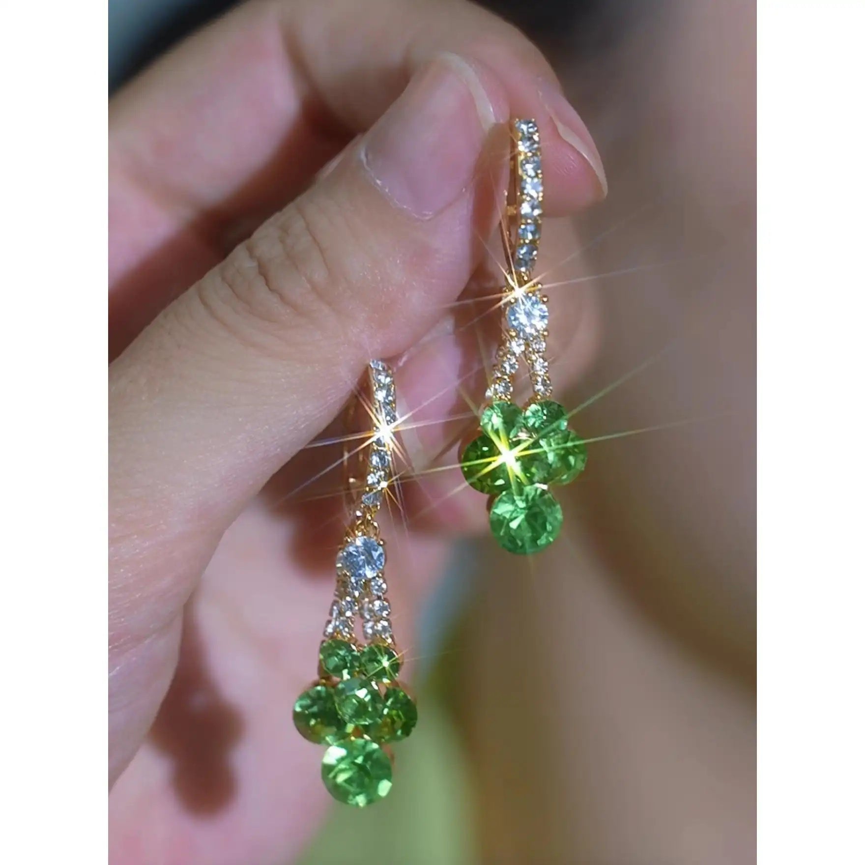Green Long Minimalist Earrings
