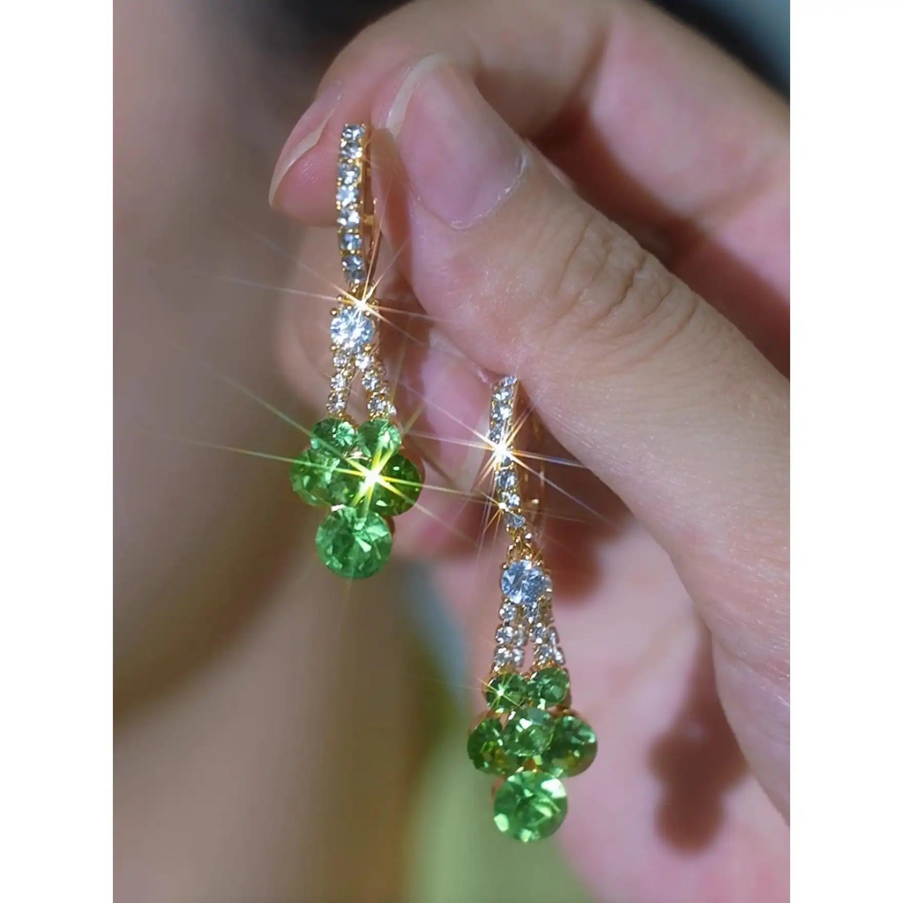 Green Long Minimalist Earrings