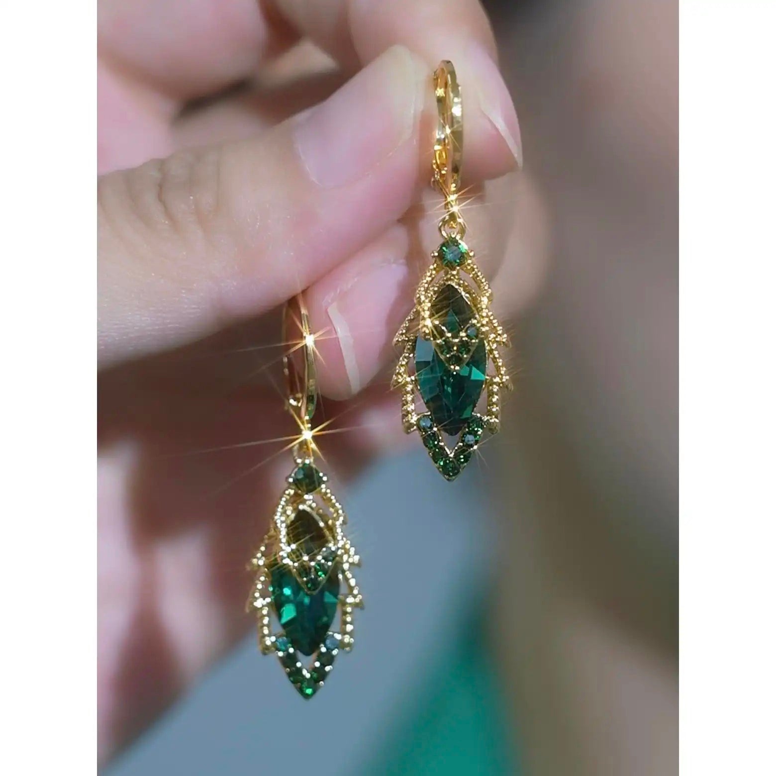 Green Maple Leaf Earrings