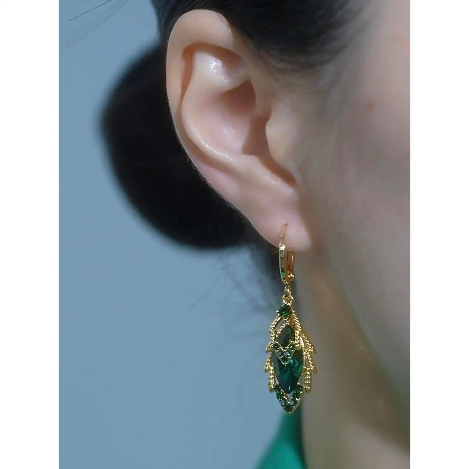 Green Maple Leaf Earrings