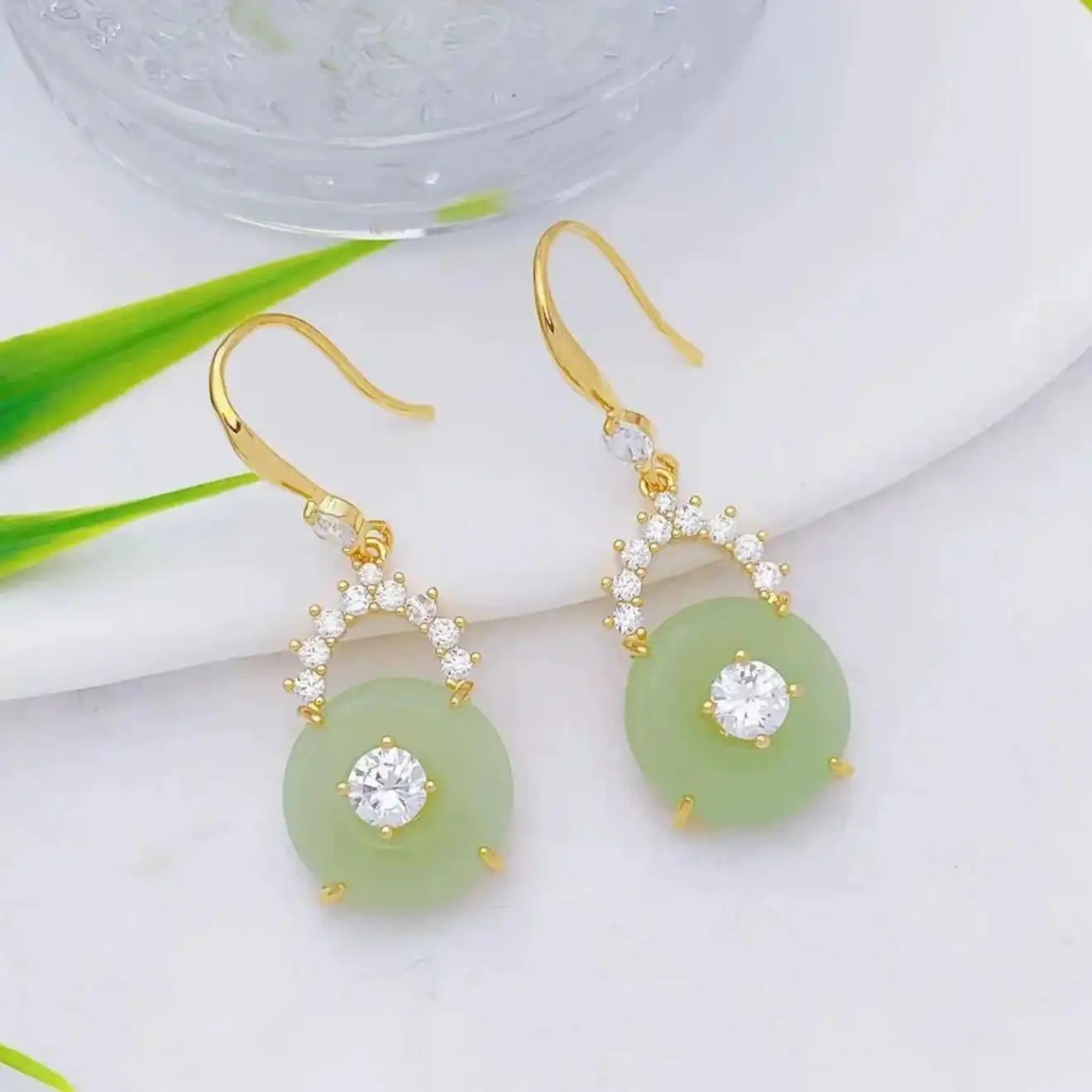 Green Peace Symbol Earrings