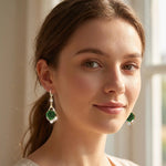 Green Rose Crystal Drop Earrings