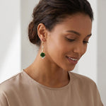 Green Rose Crystal Drop Earrings