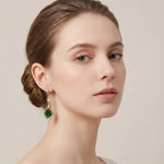 Green Rose Crystal Drop Earrings