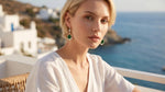 Green Rose Crystal Drop Earrings