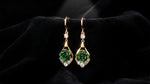 Green Rose Crystal Drop Earrings
