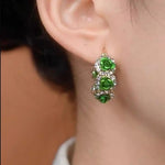 Green Rose Hoop Earrings