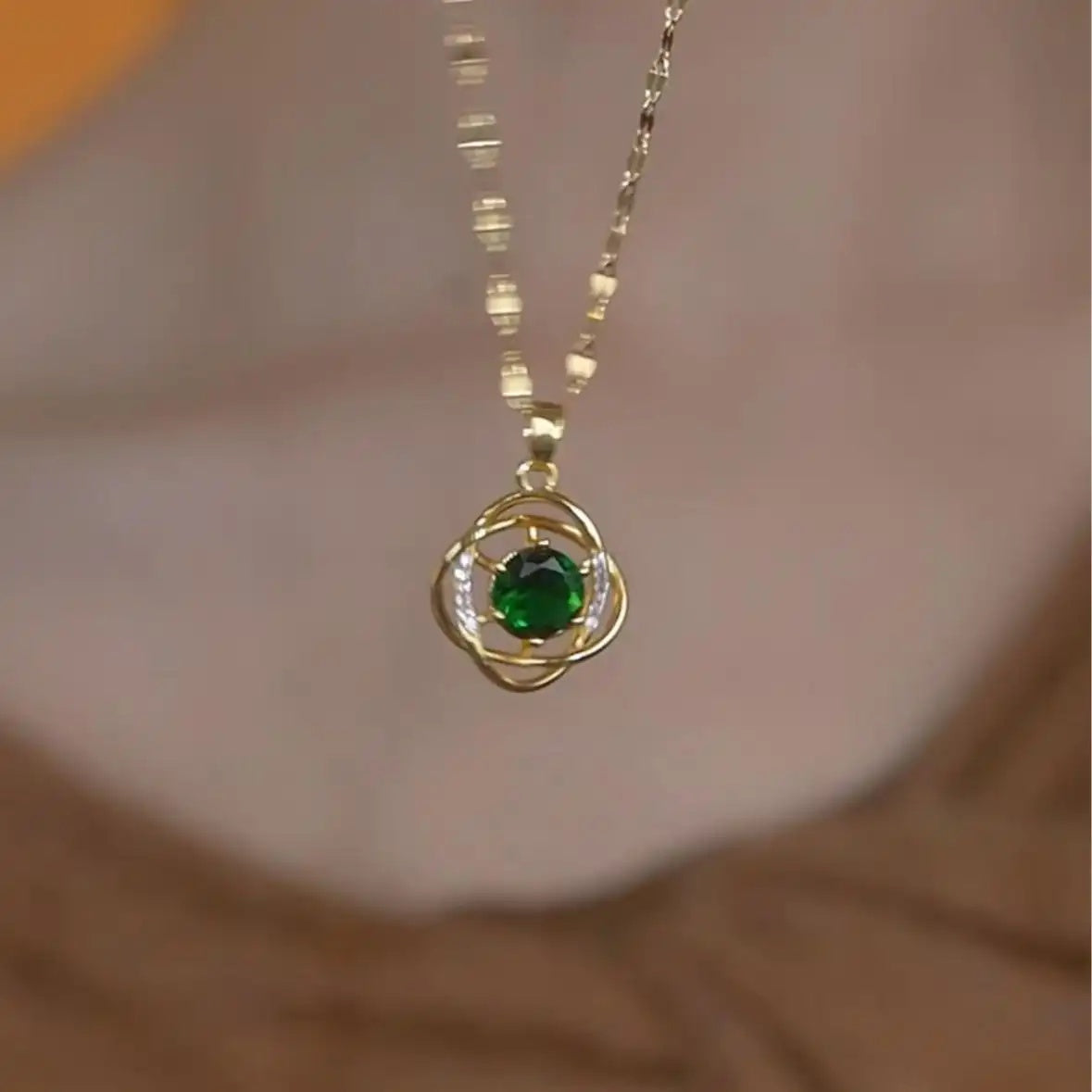 Green Rose Pendant Necklace
