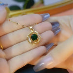 Green Rose Pendant Necklace