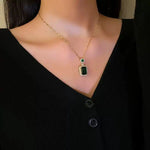 Green Square Crystal Jewelry Set