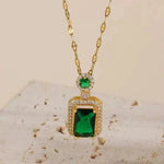 Green Square Crystal Jewelry Set