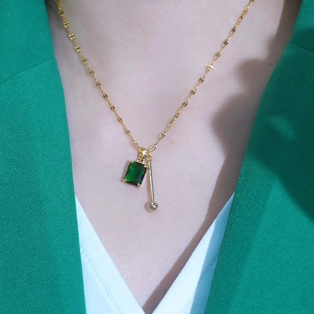 Green Square Necklace