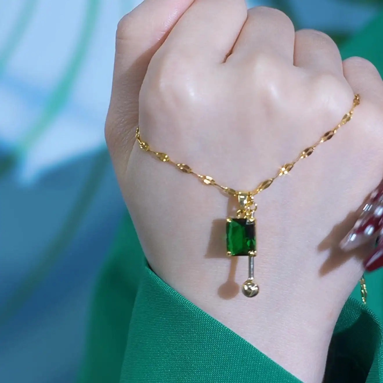 Green Square Necklace