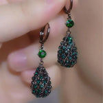 Green Teardrop Crystal Earrings