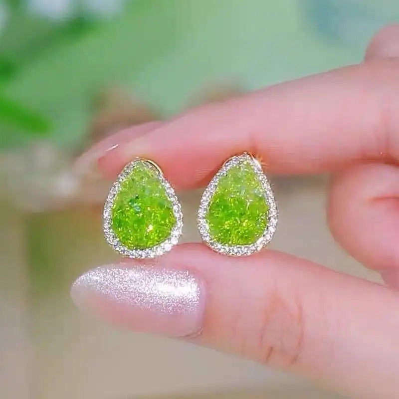 Green Teardrop Earrings