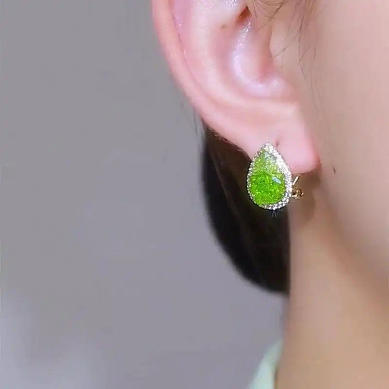 Green Teardrop Earrings