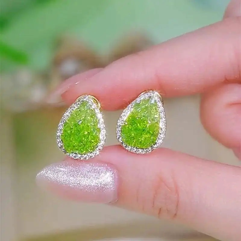 Green Teardrop Earrings