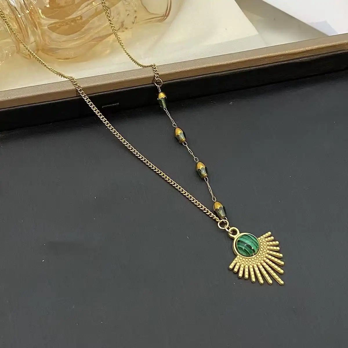 Green Teardrop Pendant Necklace
