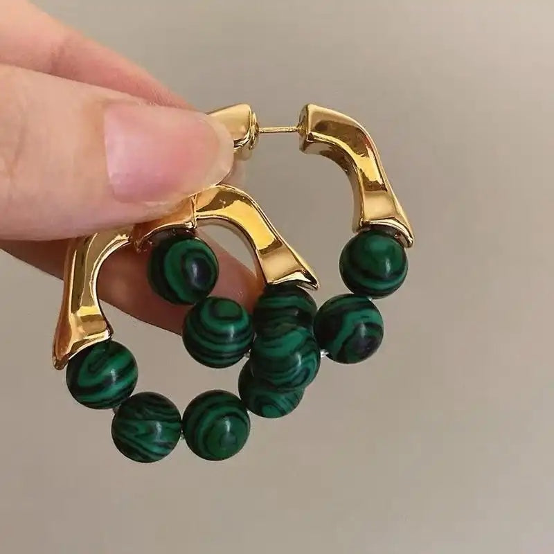 Green Vintage French Minimalist Earrings
