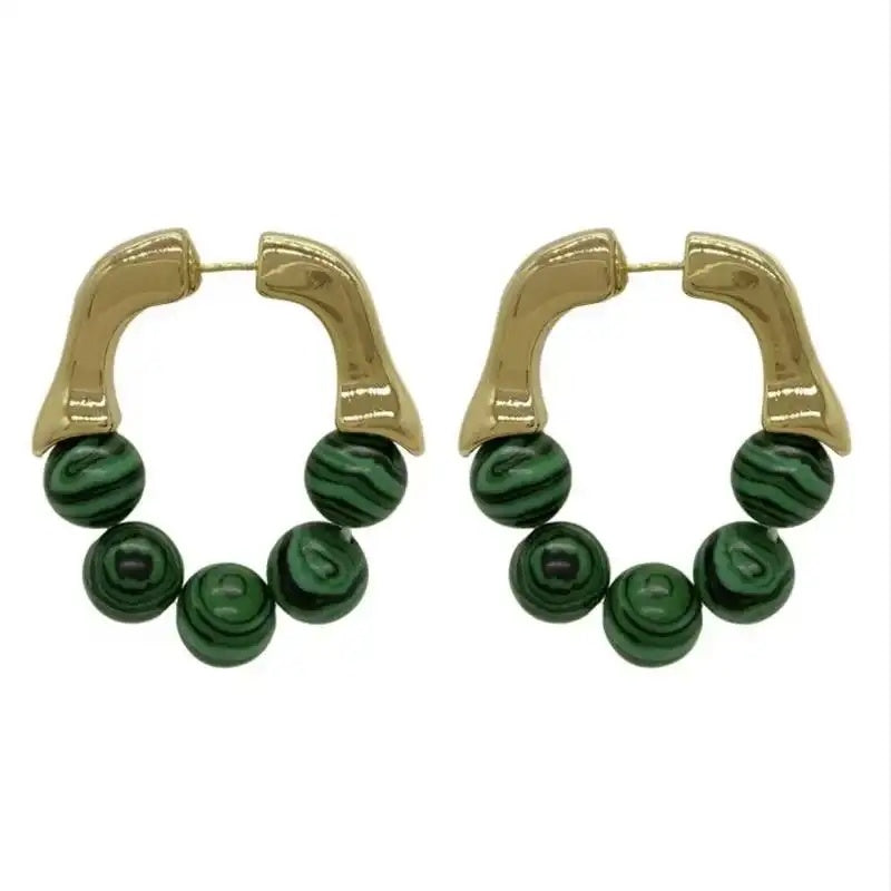 Green Vintage French Minimalist Earrings