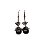 Gun Black Crystal Hoop Earrings
