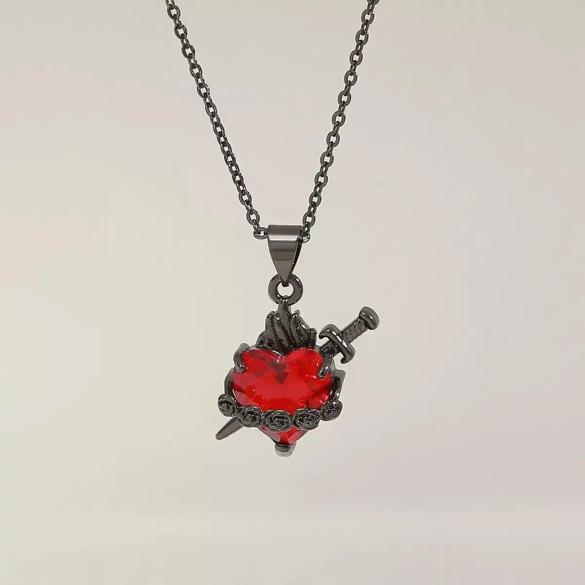 Halloween Collection Red Heart Rose Necklace