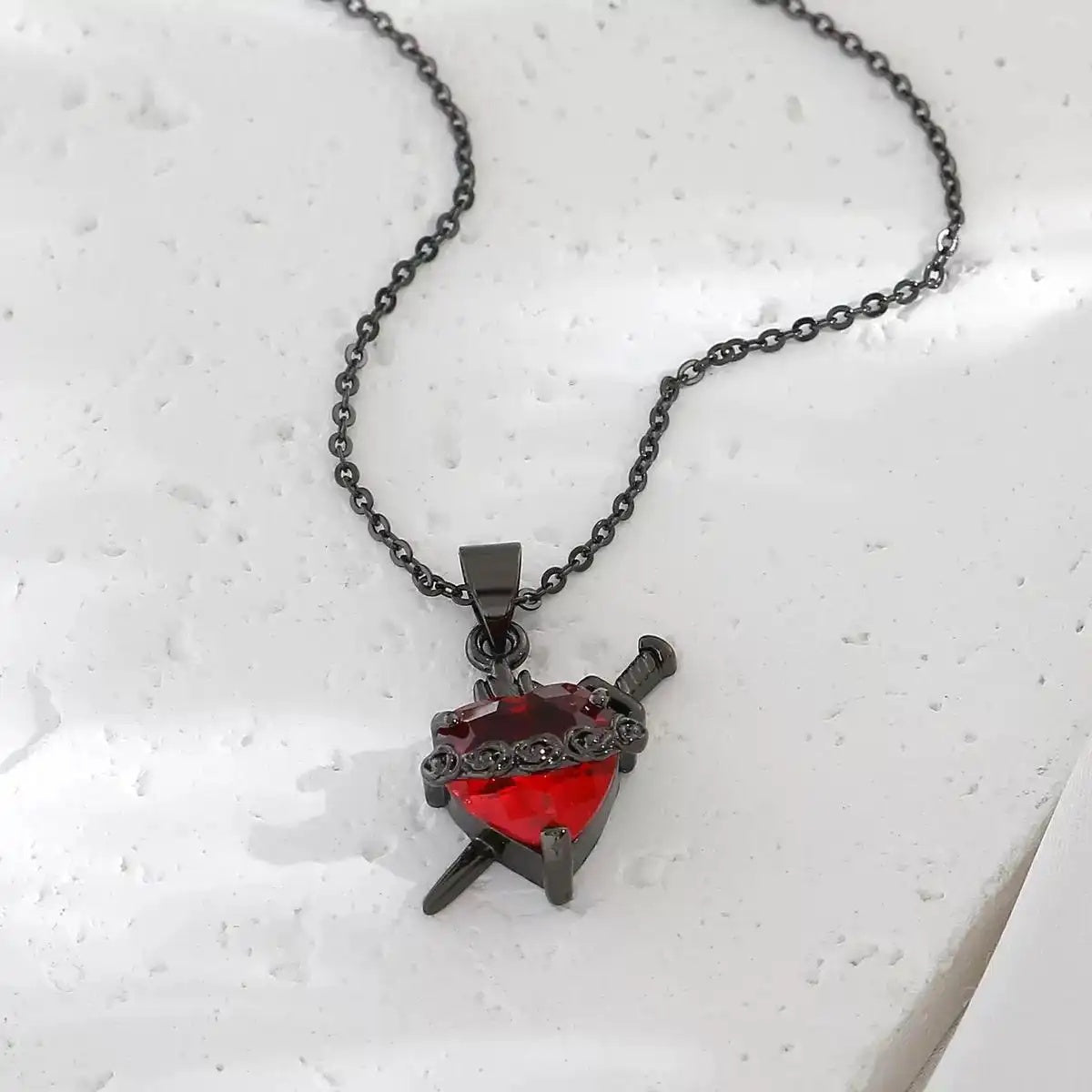 Halloween Collection Red Heart Rose Necklace