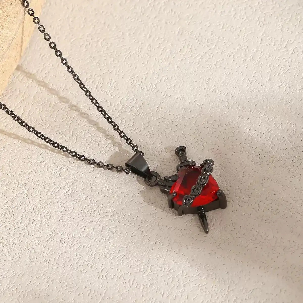 Halloween Collection Red Heart Rose Necklace