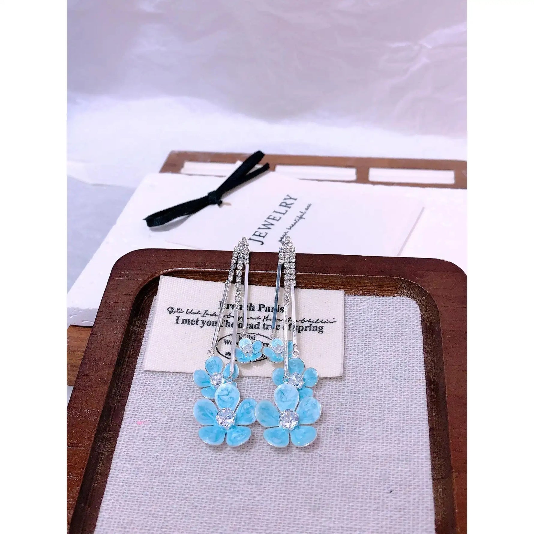 Handmade Enamel Craft Painted Crystal Stud Earrings