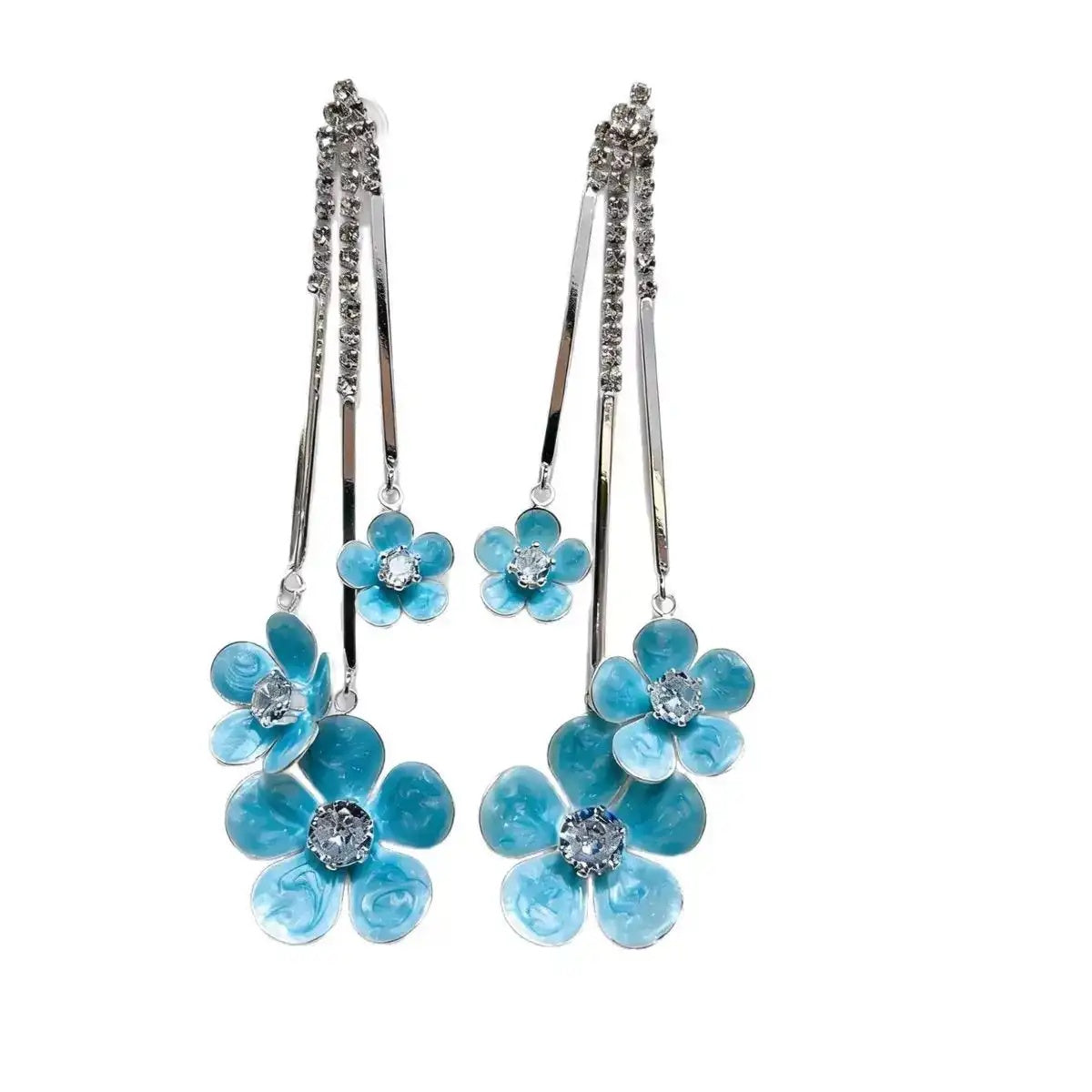 Handmade Enamel Craft Painted Crystal Stud Earrings